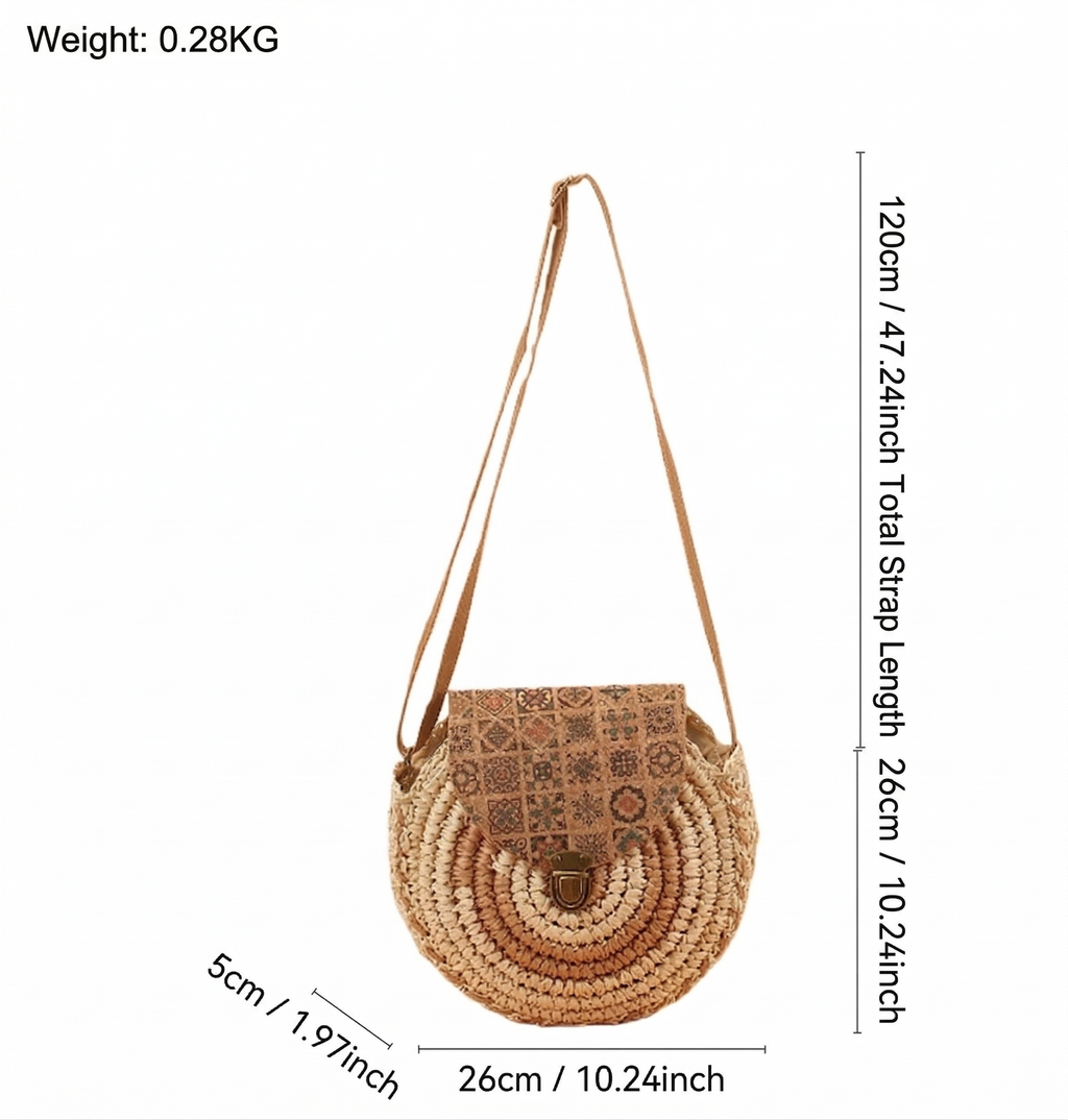 Women Straw Woven Crossbody Shoulder Mobile Phone Coin Purse Bag