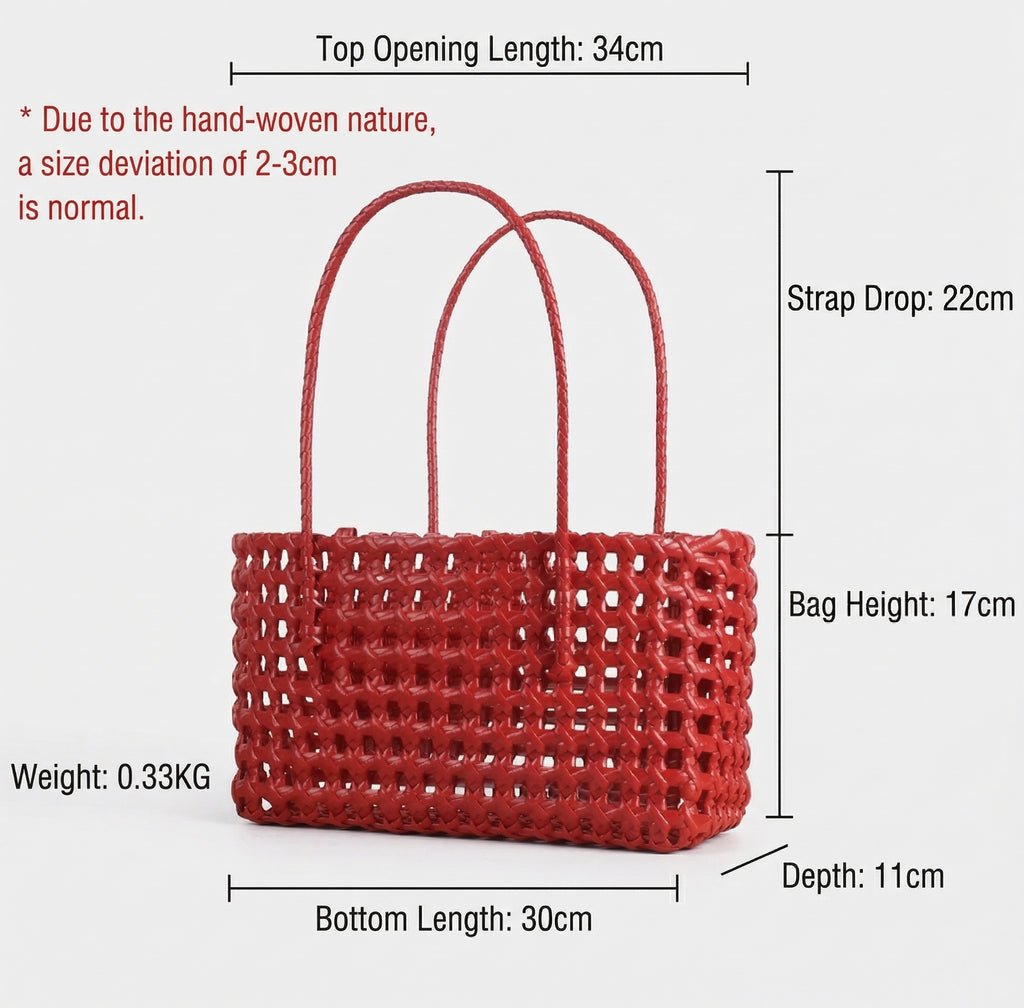 Women Hollow Woven Basket Bag, Casual Beach Vacation Shoulder Bag