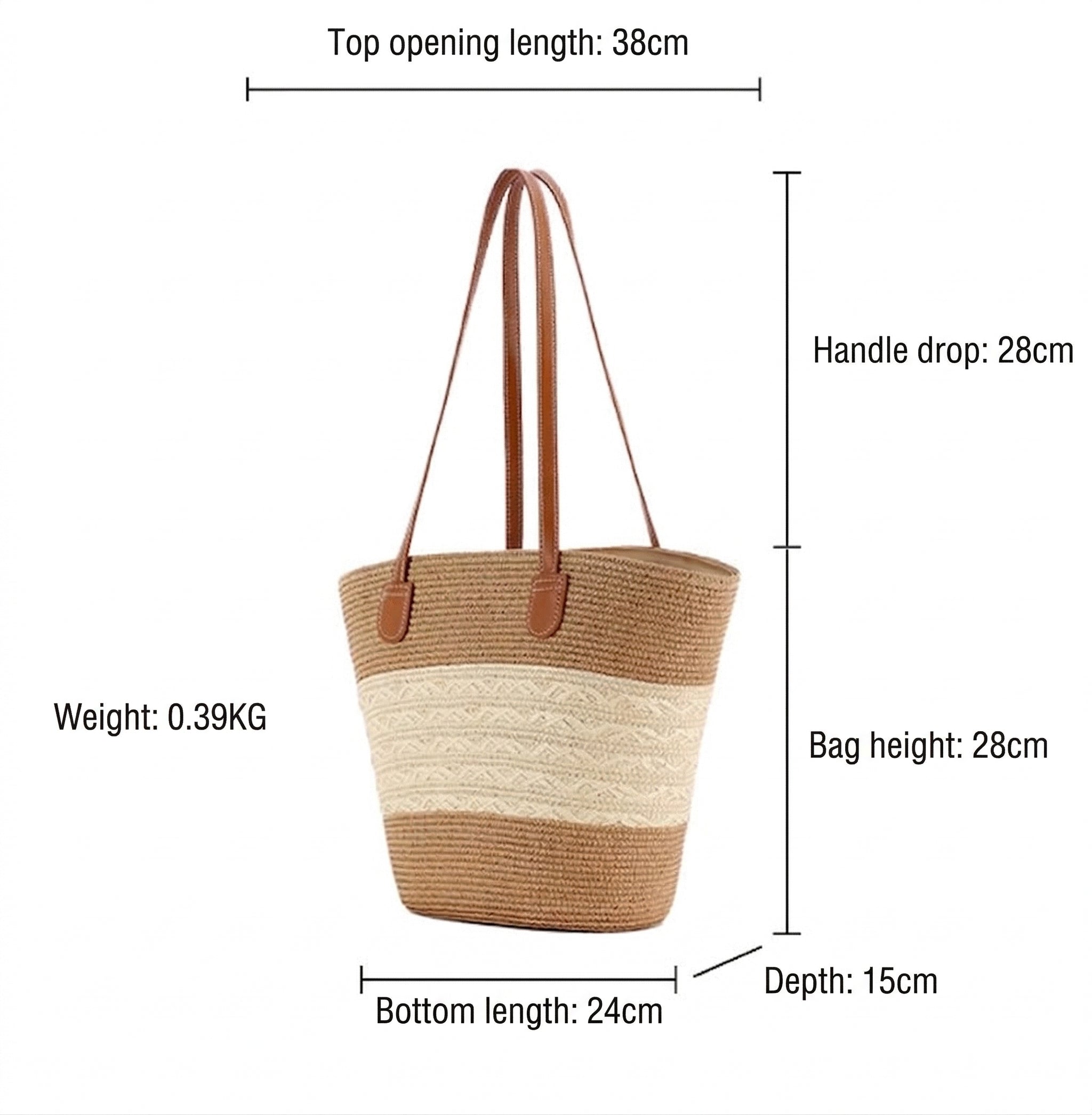 Women Striped Handwoven Large Capacity Tote Holiday Bag