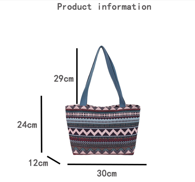 Ethnic Large-Capacity Canvas Commuting Tote Bag