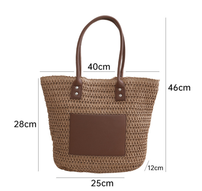 Handmade Straw Large Capacity Woven Beach Tote Bag