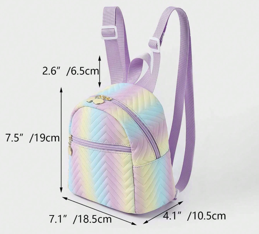 Rainbow Multicolor Pu Quilted Mini Backpack