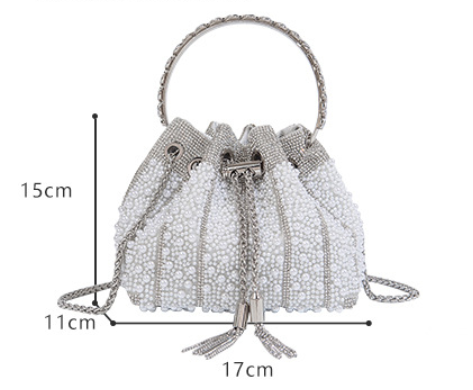 Gradient Full Diamond Tassel Evening Bag