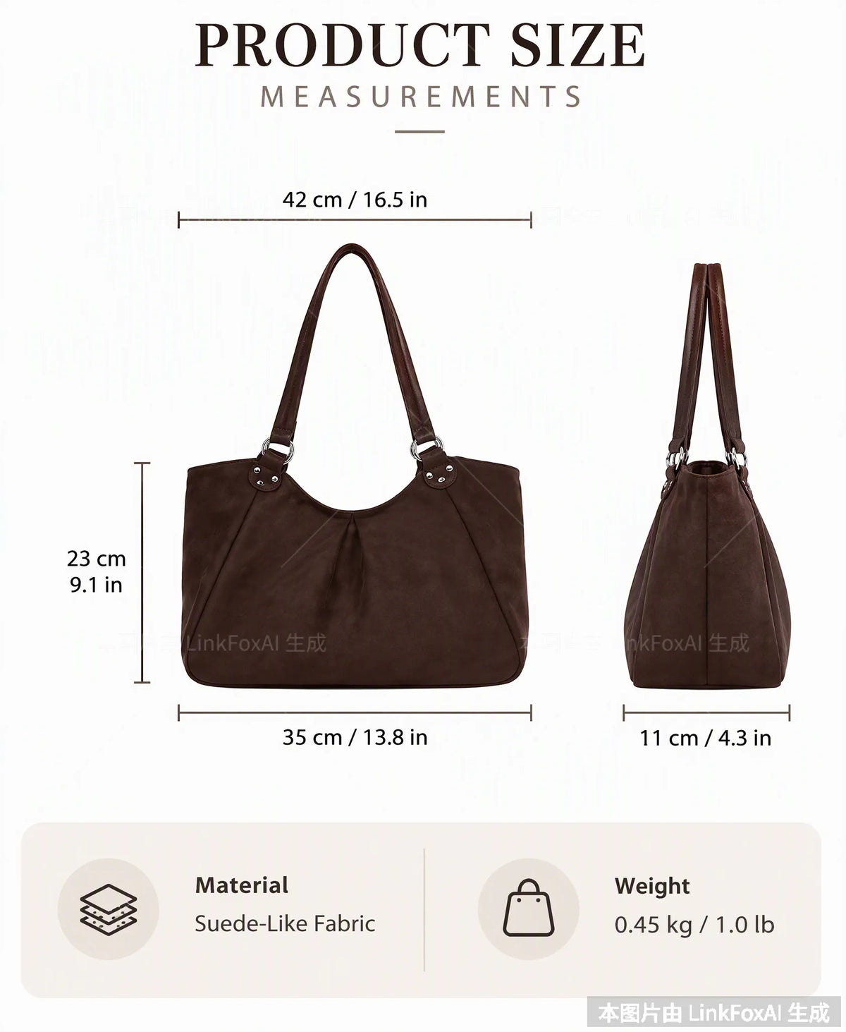 Vintage Suede-Look Slouchy Shoulder Tote Bag