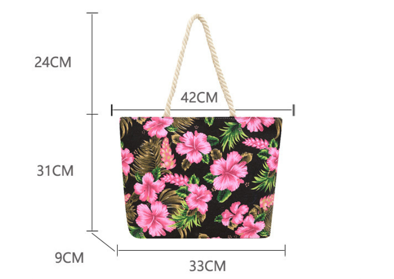 Ethnic Floral Printed Canvas Tote Bag