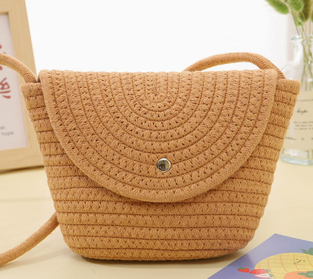 Floral Straw Woven Crossbody Mobile Phone Bag