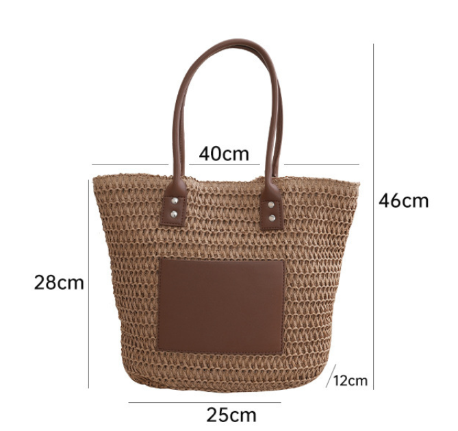 Handmade Retro Ethnic Straw Shoulder Tote Bag