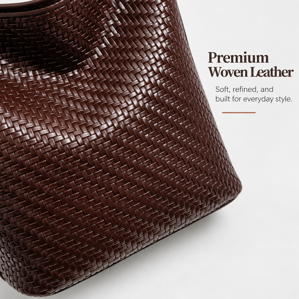 Vintage Woven Shoulder Bag with Functional Pouch Detail