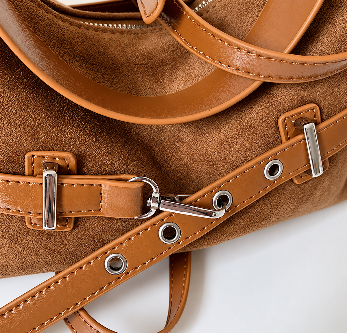 Soft Suede Belted Hobo Shoulder Bag