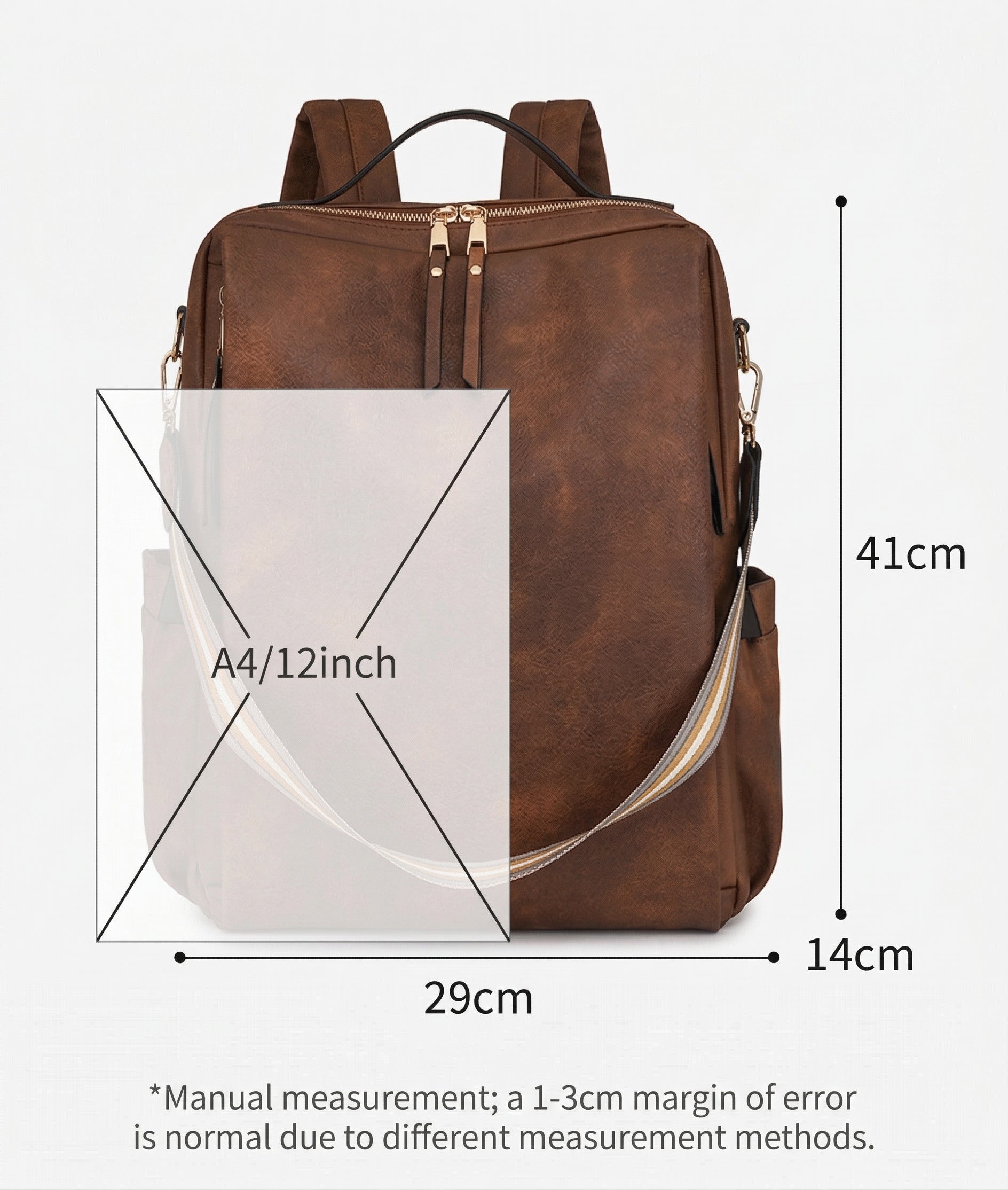 Women Fashion PU Business Backpack, Multifunctional Laptop Travel Bag