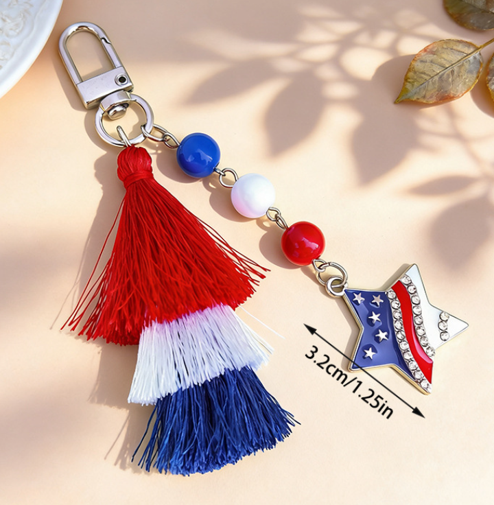 American Independence Day Alloy Love Star Keychain