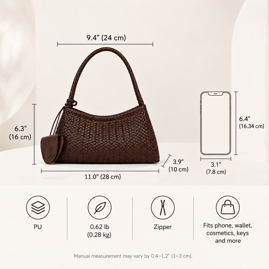 Vintage-inspired Woven Shoulder Bag with Matching Mini Pouch