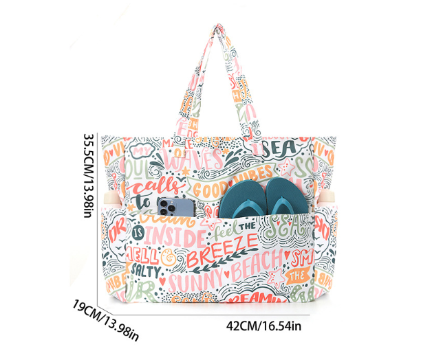 Large-Capacity Beach Travel Hand-Printed Storage Bag