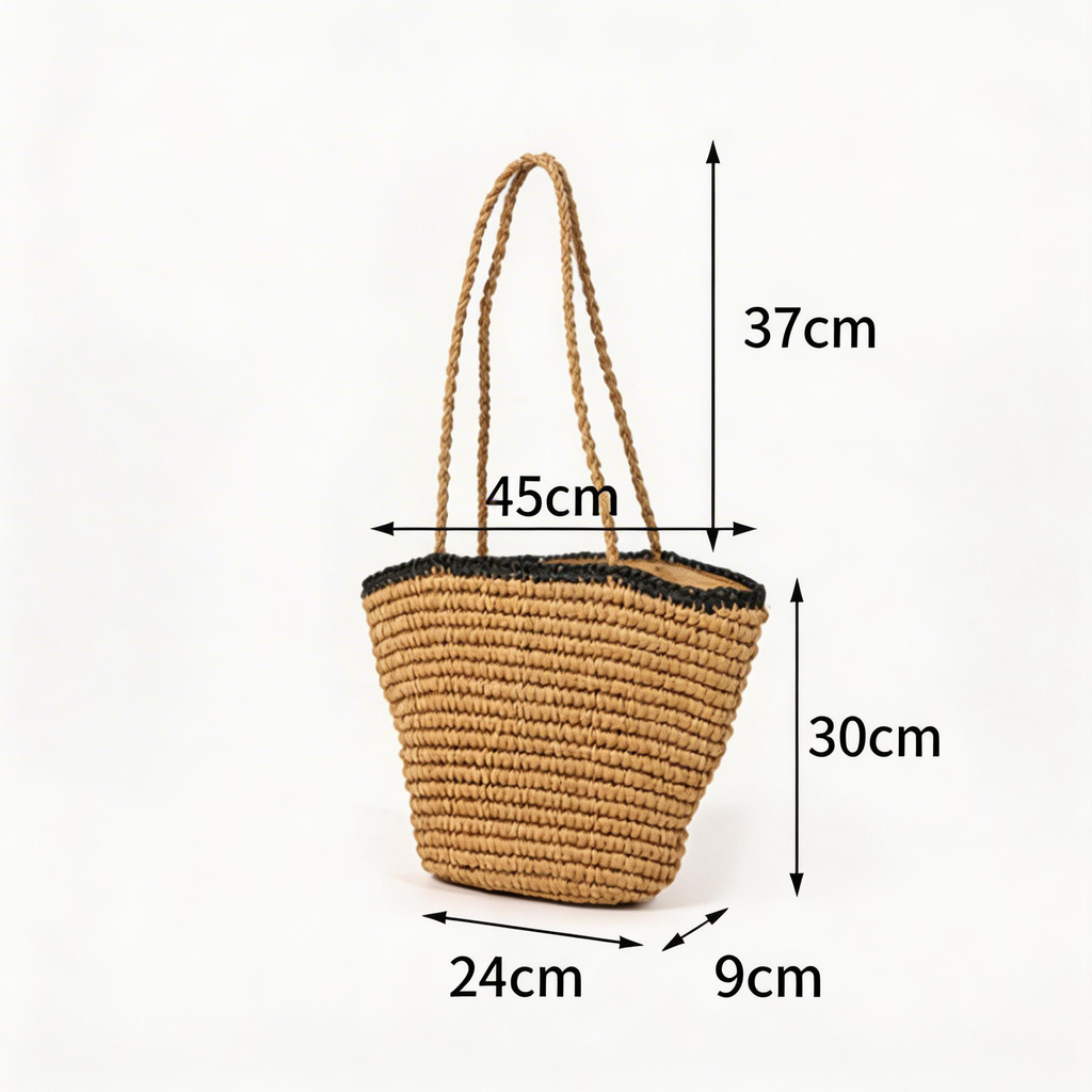 Simple Large Capacity Shoulder Straw Woven Beach Bag