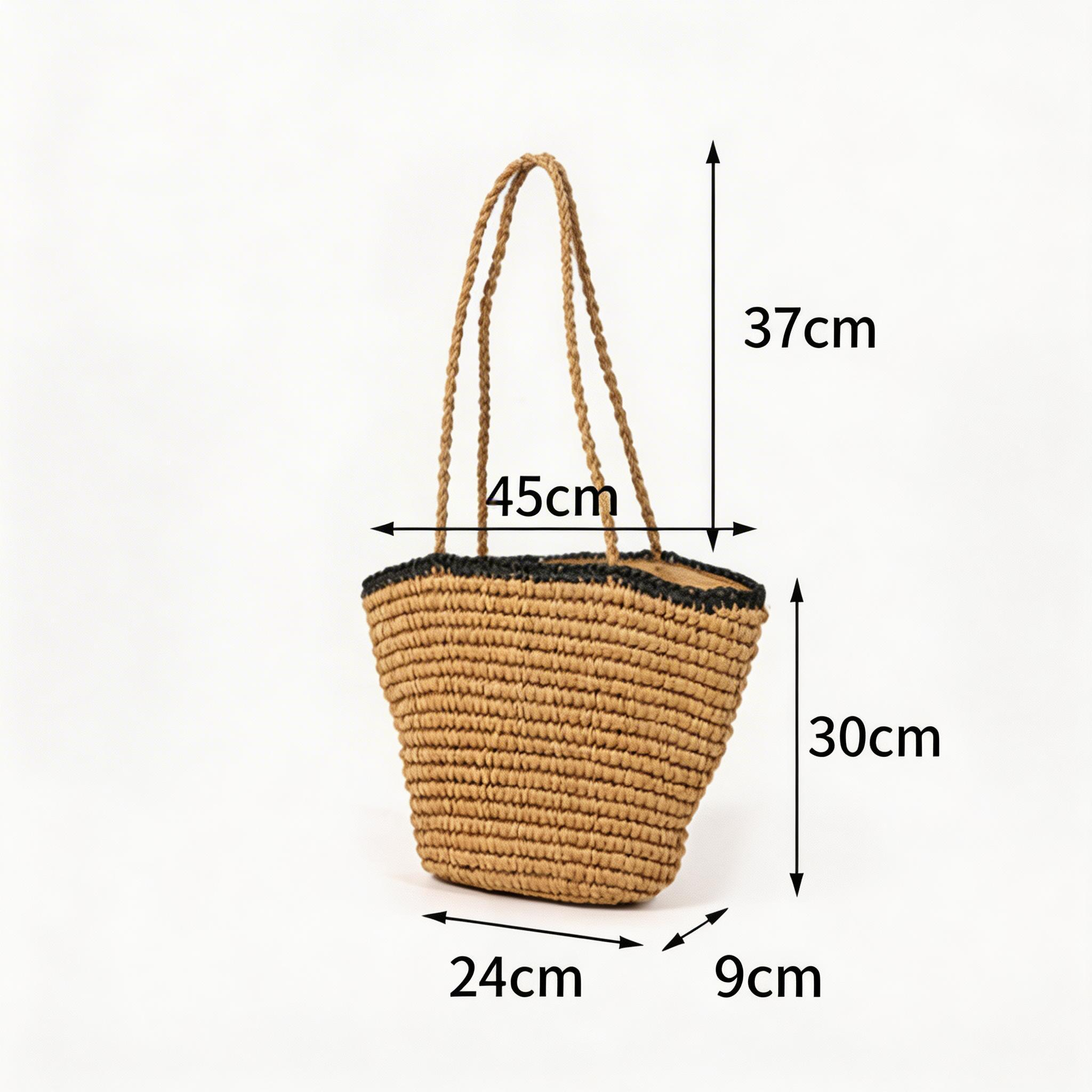 Simple Large Capacity Shoulder Straw Woven Beach Bag