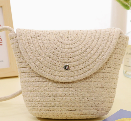 Floral Straw Woven Crossbody Mobile Phone Bag