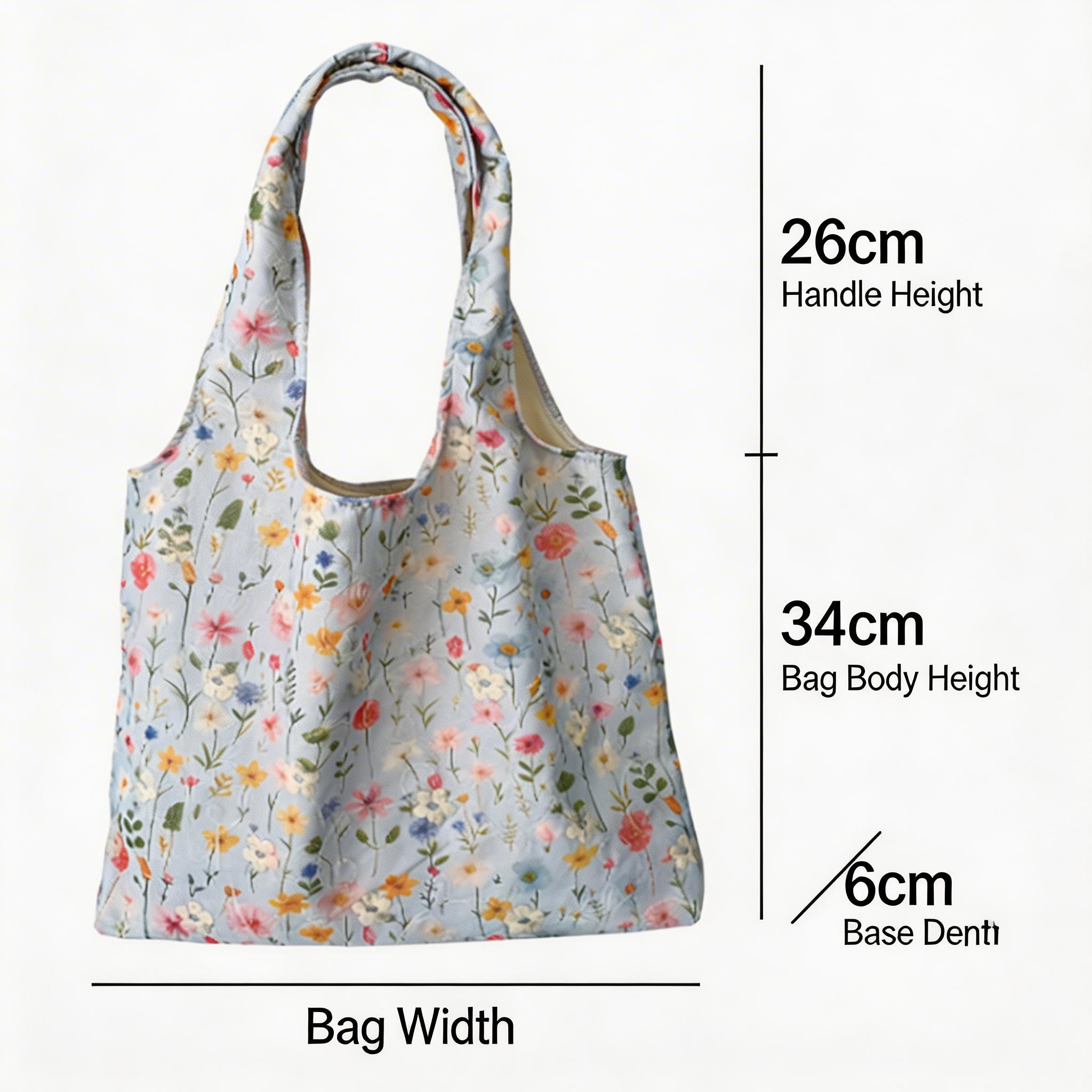 Embroidered Floral Canvas Shoulder Bag Fresh Versatile