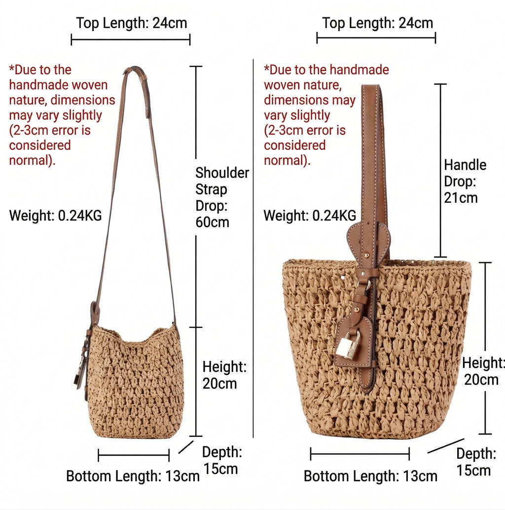 Women Hand-Woven Crossbody Bag, Casual Vacation Shoulder Handbag