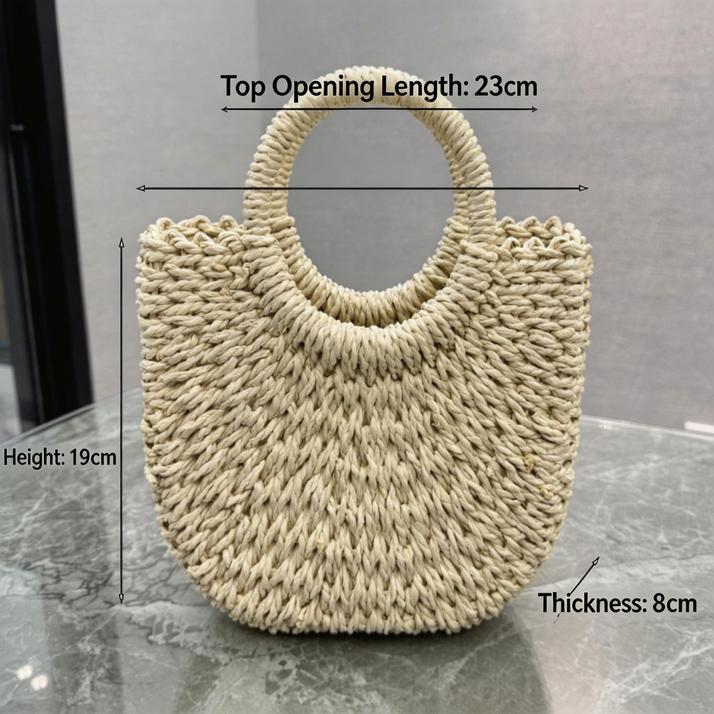 Handwoven Straw Beach Tote Bag