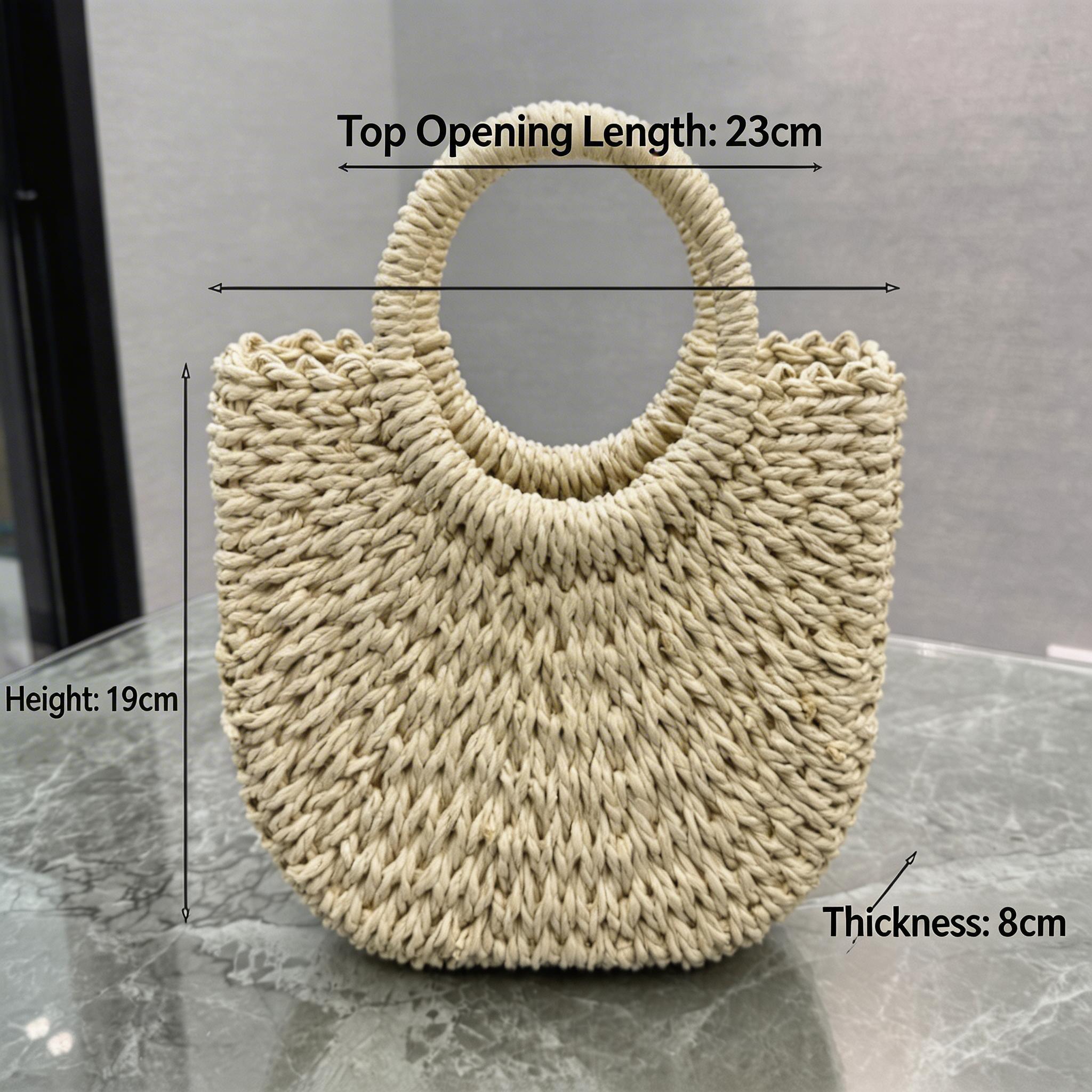 Handwoven Straw Beach Tote Bag