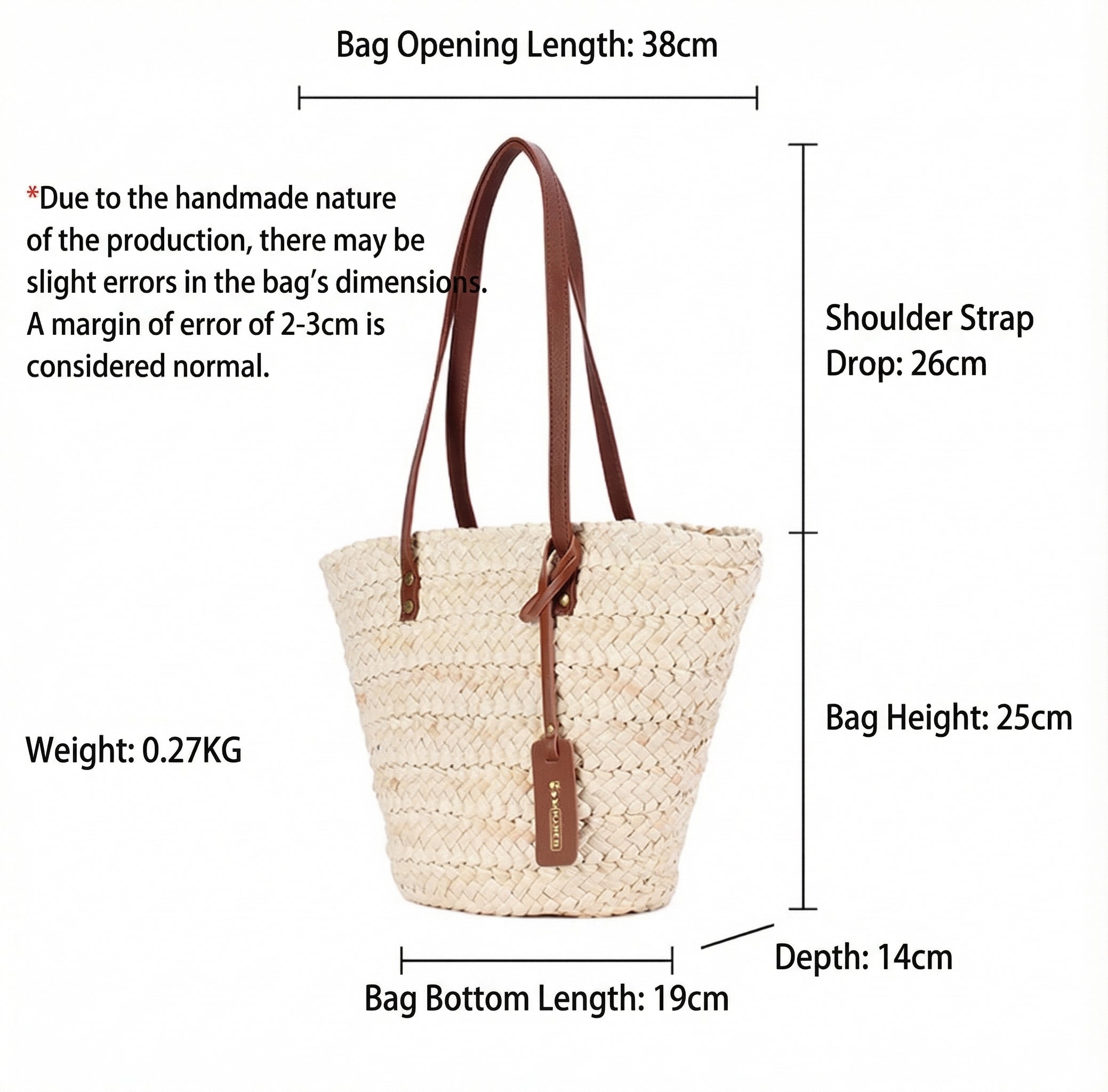 Women Ethnic Style Woven Tote Bag, Large Capacity Vacation Handbag