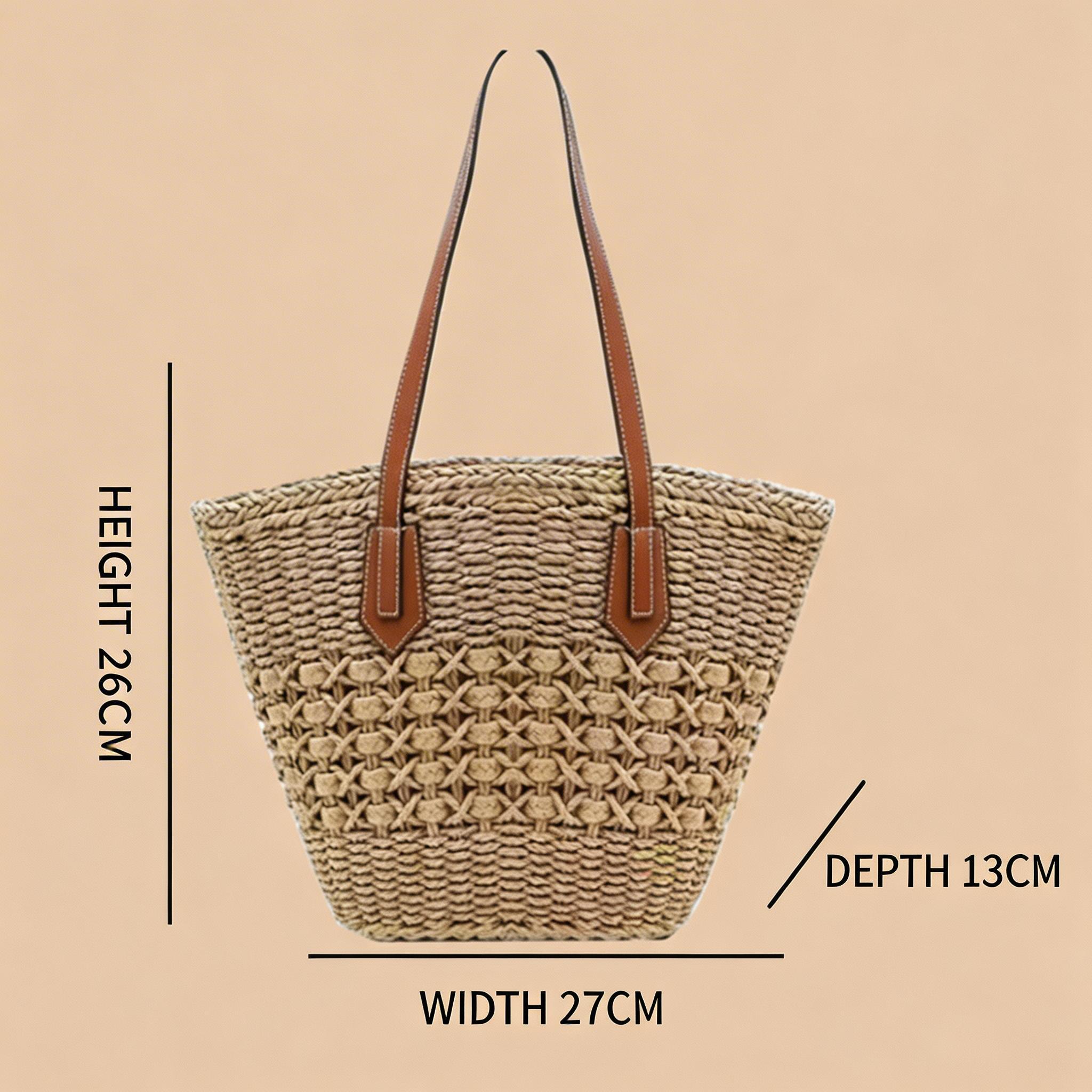 Large Capacity Woven Straw Commuter Tote Bag