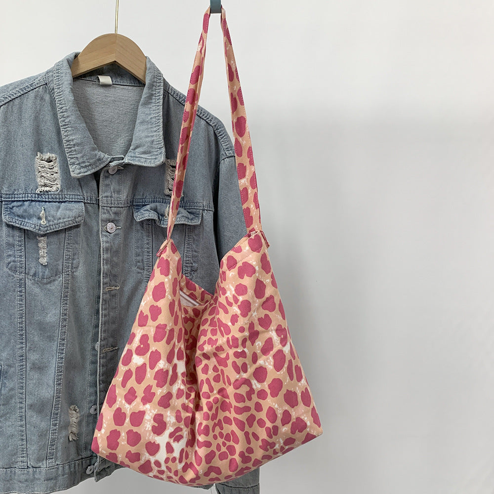 Leopard Print Zip Long Strap Shoulder Bag