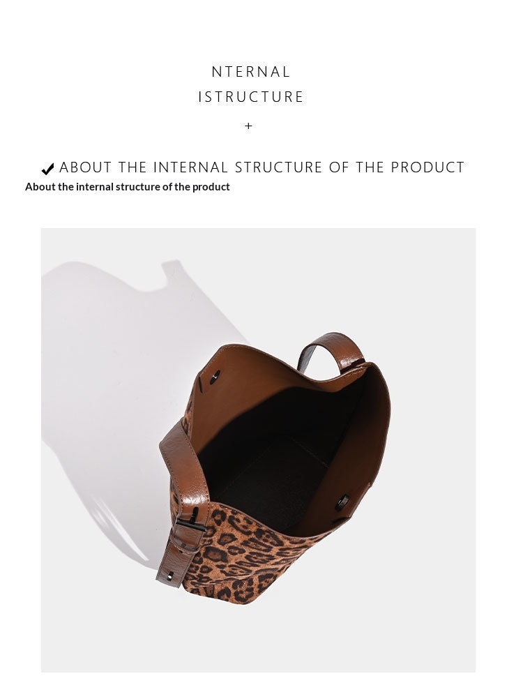 Leopard Print Bucket Shoulder Handbag Tote Bag