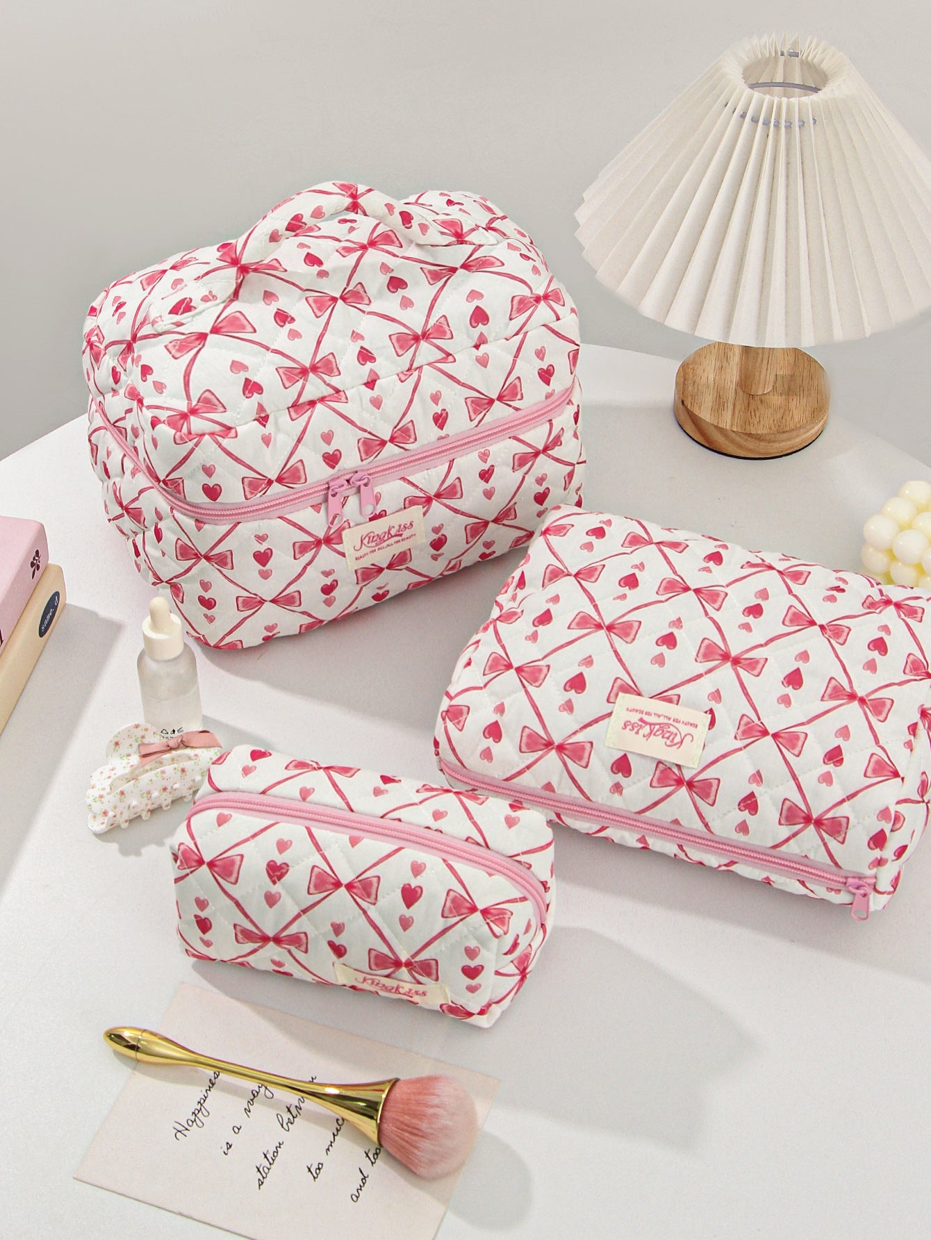 Canvas Striped Octagonal Large-Capacity Toiletry Bag