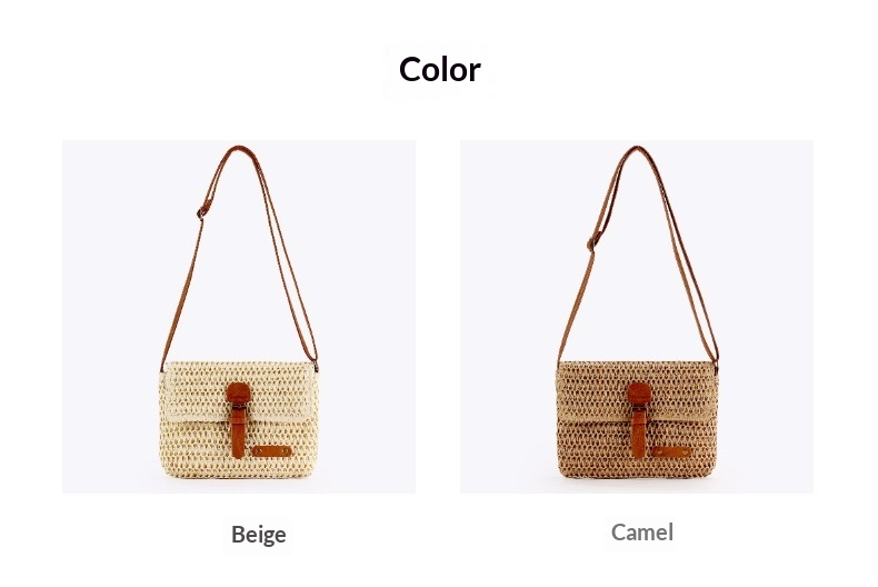 Boho Woven Paper Straw Adjustable Flap Shoulde Crossbody Bag