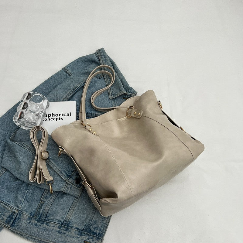Vintage PU Leather Large Capacity Shoulder Handbag Tote Bag