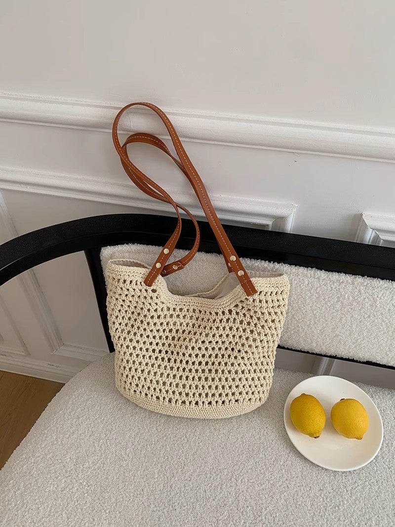 Woven Straw Commuter Tote Large Capacity Beach Shoulder Bag