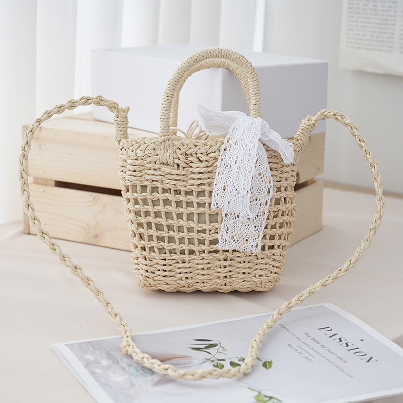 2026 Hollow Woven Straw Small Square Vacation Style Beach Crossbody Bag