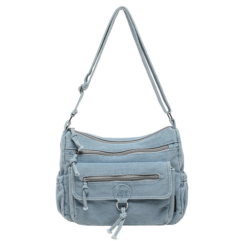 2026 Large Capacity Denim Commuter Crossbody Shoulder Bag