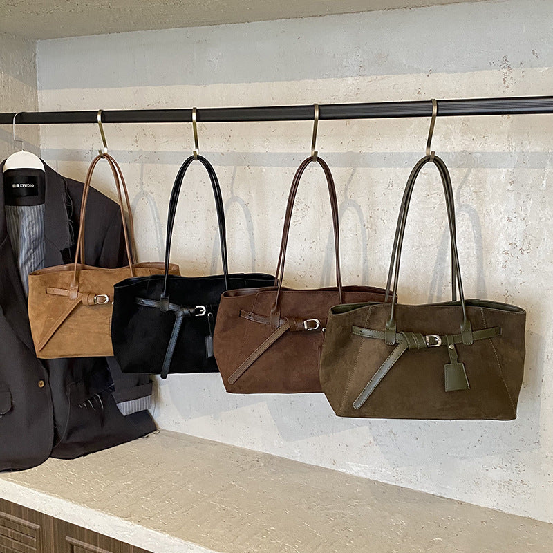 Women Suede Retro Crossbody Tote Bag