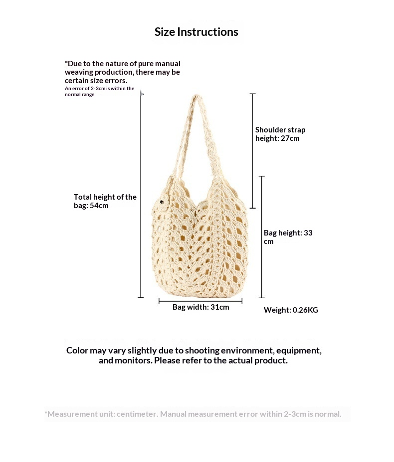 Beige Boho Hand Crocheted Cotton Rope Shoulder Tote Bag