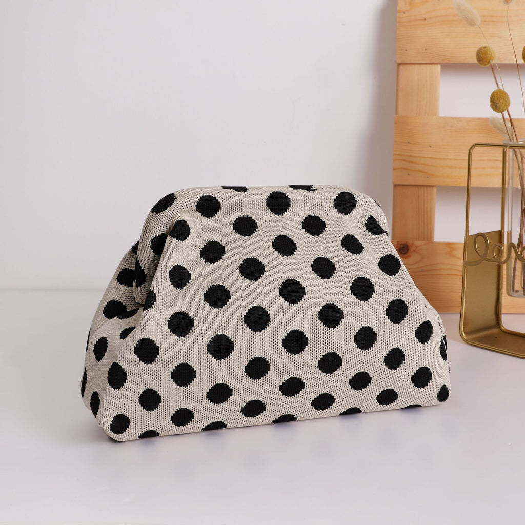 Vintage Knit Clutch Bag With Metal Frame