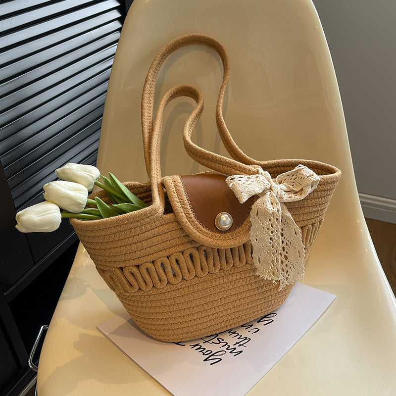 Hand-Woven Straw Beach Shoulder Bag