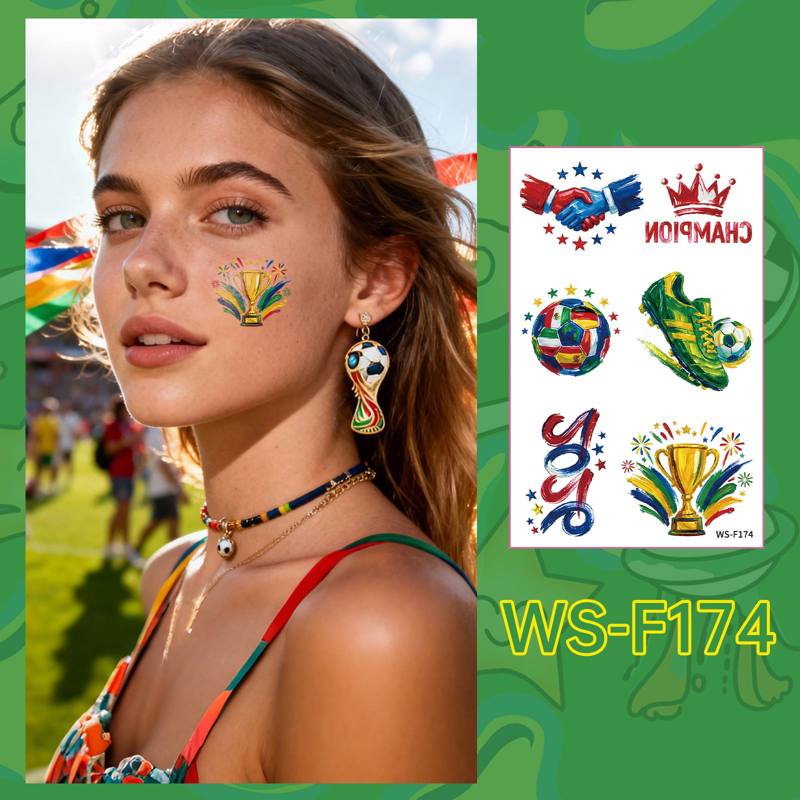 Football World Cup Tattoo Face Stickers