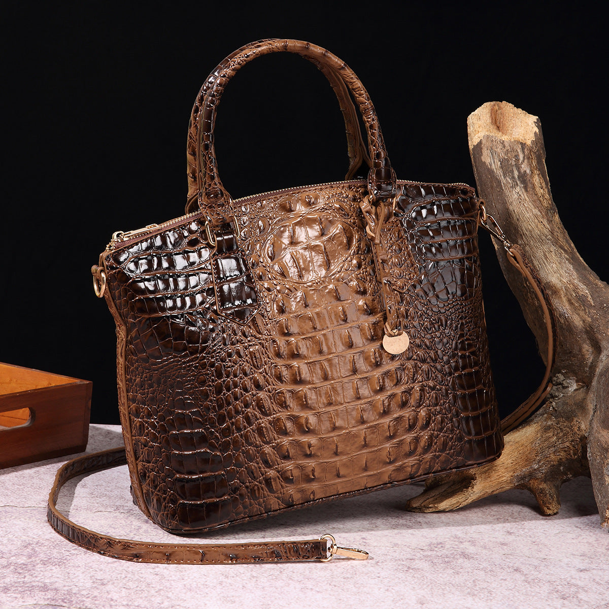Portable Crossbody Retro Multi-Color Crocodile Pattern Bag