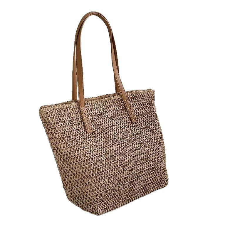 Large Capacity Woven Straw Shoulder Bag