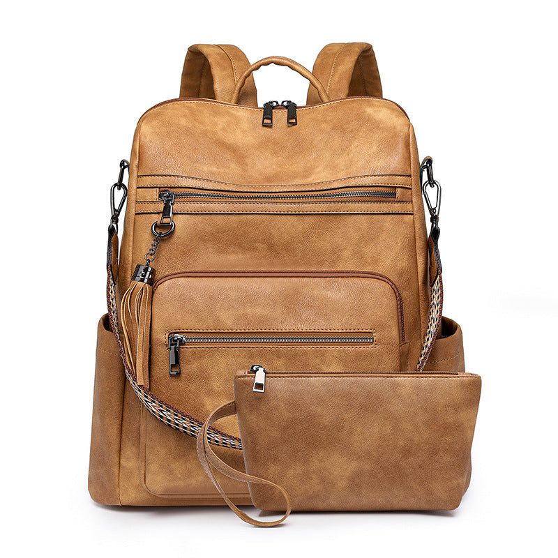 Women New Vintage Leopard Fashion Business Laptop Large Backpack