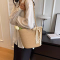Women 2026 New Summer Handheld Shoulder Woven Straw Large Tote Bag