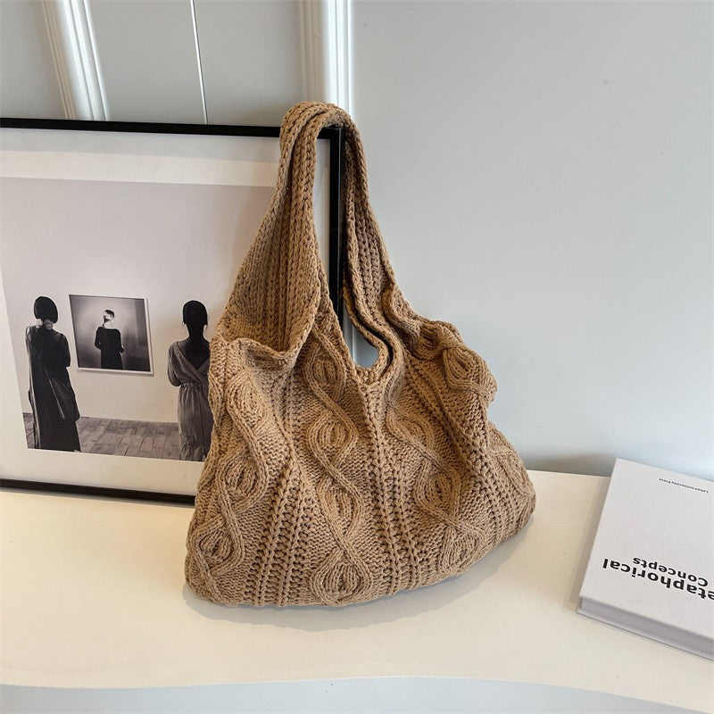 Handwoven Crochet Mesh Knit Shoulder Tote Bag