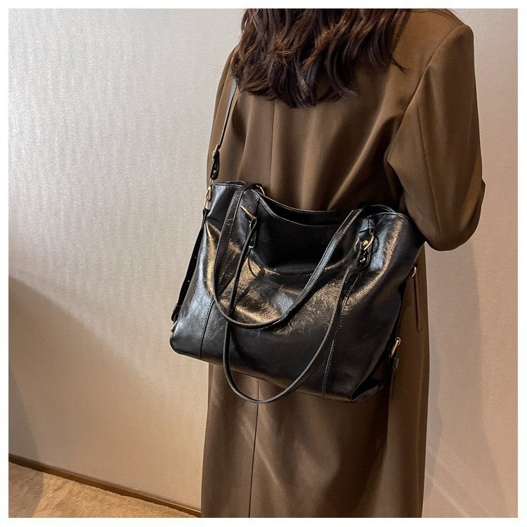 Vintage PU Leather Large Capacity Shoulder Handbag Tote Bag
