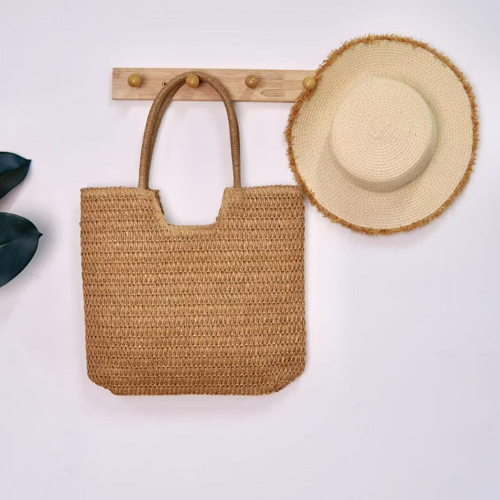 Large Capacity Straw Woven Commuter Beach Tote Bag