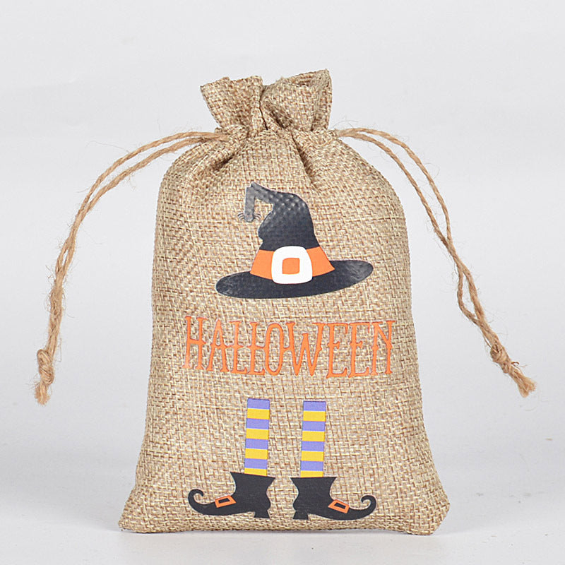 Customizable Halloween Burlap Drawstring Gift Bags