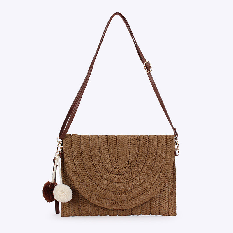 Dropshipping New Style Simple Fashion Handmade Paper Rope Woven Bag Seaside Vacation Beach Bag Daily Casual Women'S Bag