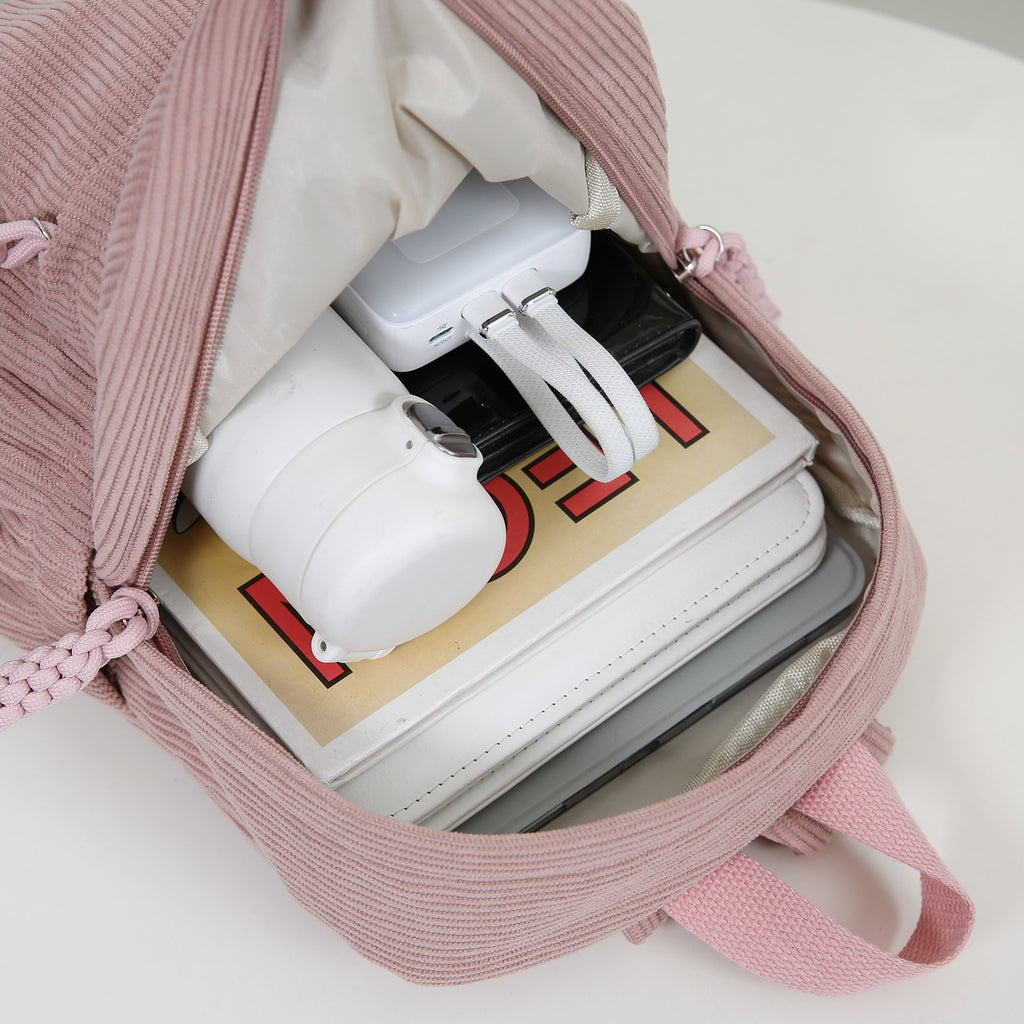 Women 2026 Corduroy Backpack, Mini Student School Bag