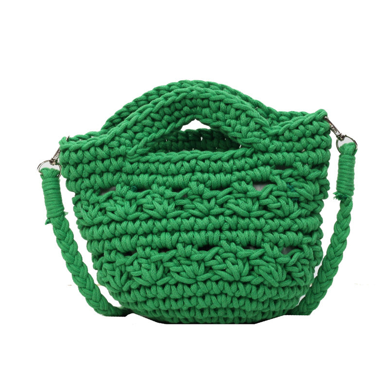 Women 2026 New Handmade Woven Bucket Crossbody Beach Bag